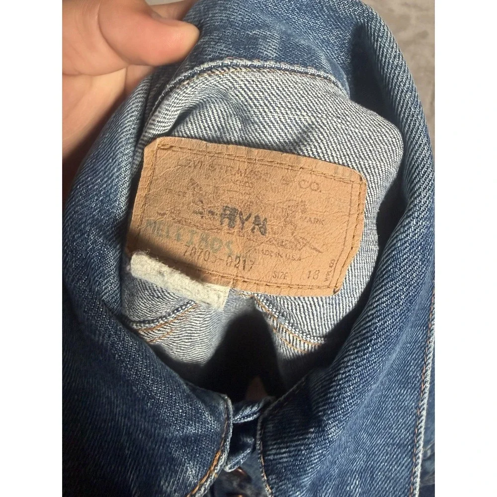 Vintage Levis Orange Tab Denim Trucker Jacket USA 70505-0217 Boys 18 Fits XS